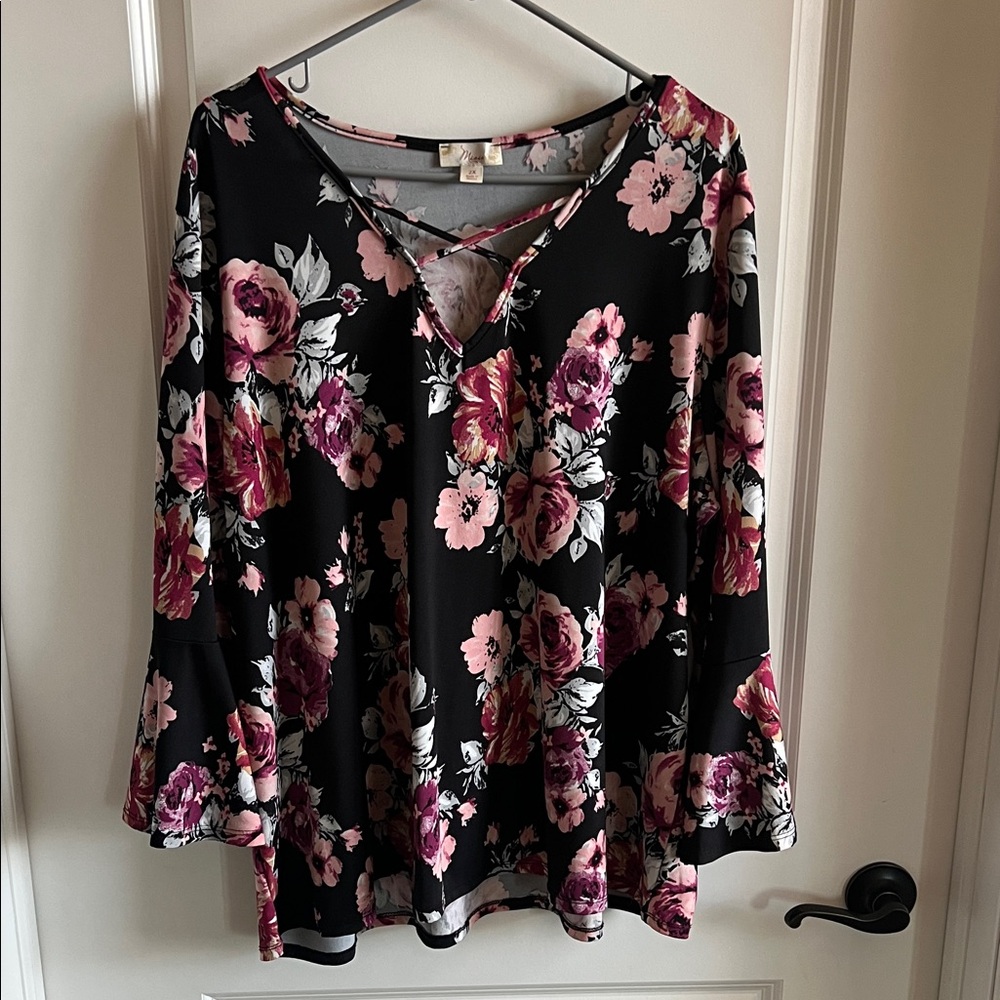 Misia Floral Bell Sleeve Top.
